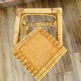 Set of two pull-out tables in rattan and wicker