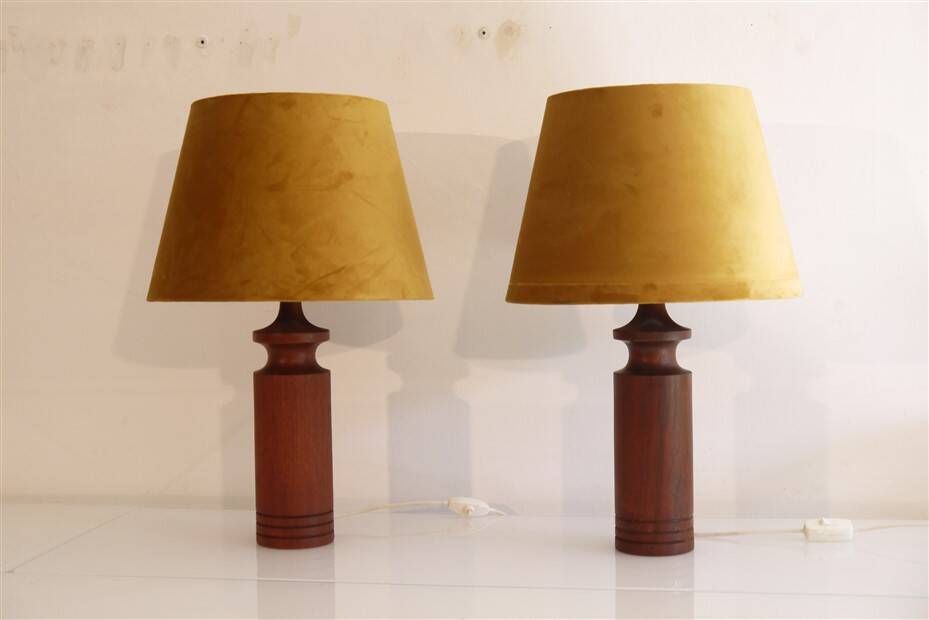 Pair of Danish teak lamps 1960