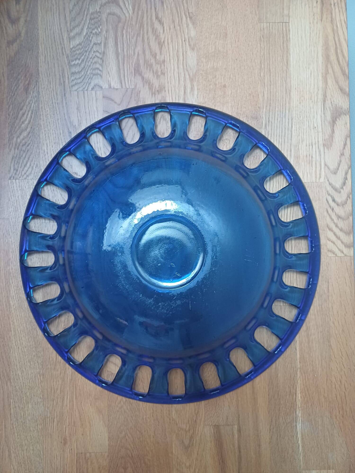 Grande coupe à fruits bleu cobalt