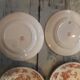 6 Flat plates old earthenware LONGWY FIMES brown decoration of flowers and butterflies
