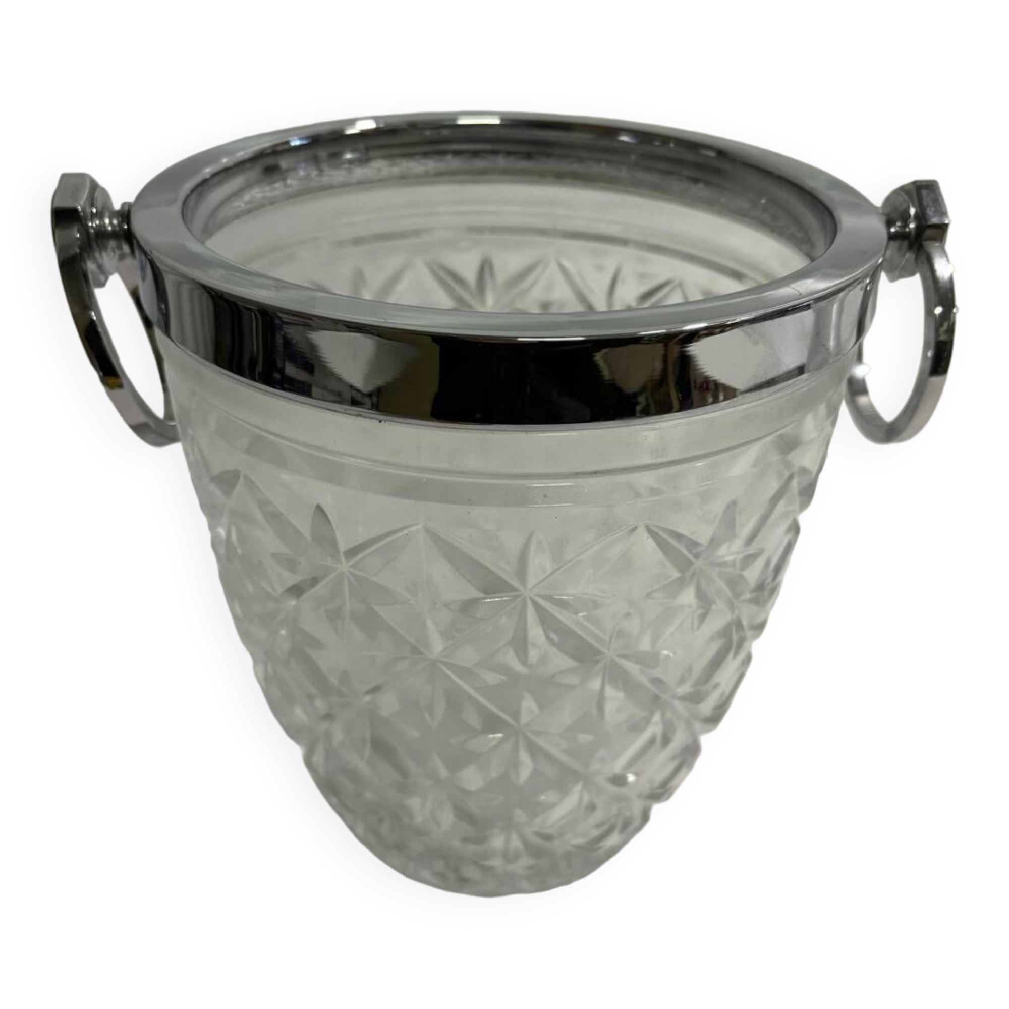Chiseled glass ice bucket
