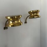 Pair of vintage adjustable wall lights, brass, Sweden 1960