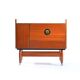 Bar Sideboard On Wheels In Mahagony & Brass, Czechoslovakia 1970