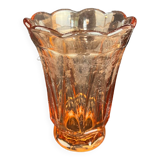 Old large pink glass vase circa 1960
