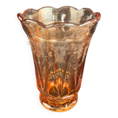 Old large pink glass vase circa 1960