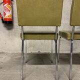 Pair of vintage design faux leather and chrome armchairs