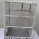 Vintage bird cage, made of wood and chicken wire metal square mesh