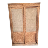 Raw wood cabinet & burlap