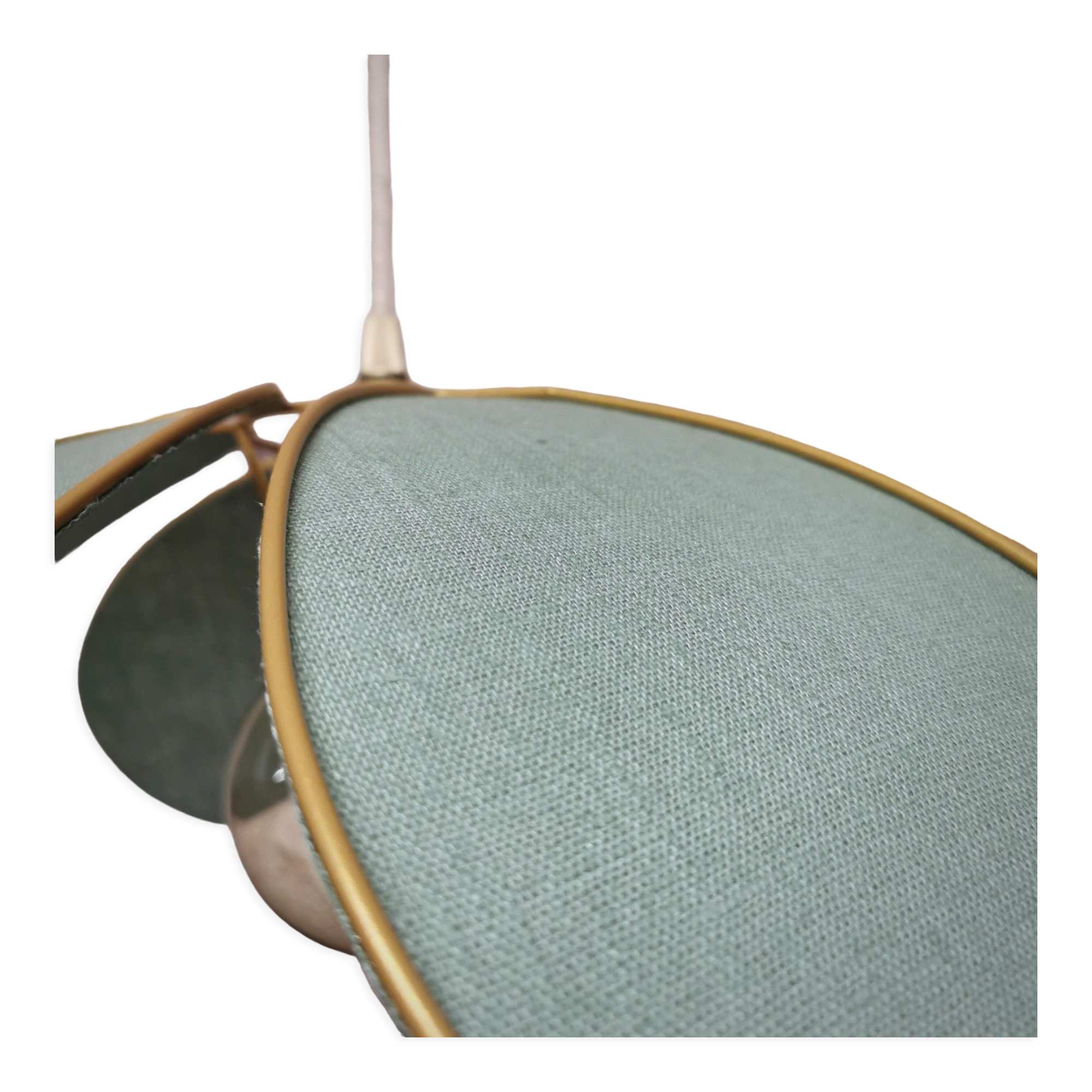 Suspension fleur pétales lin vert celadon