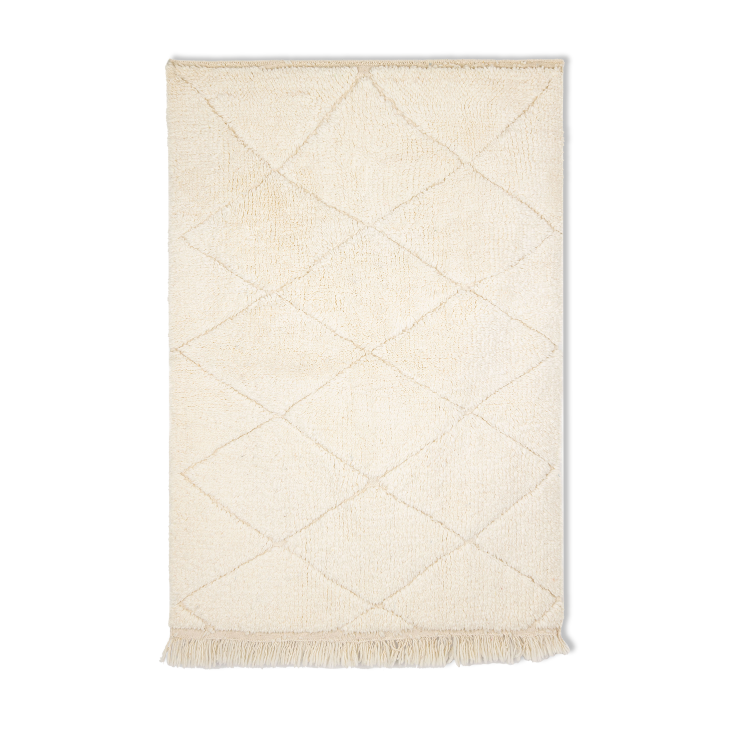 Berber carpet beni ourain ecru with diamonds in relief 160 x 110 cm