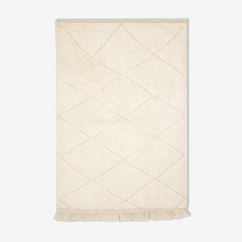 Berber carpet beni ourain ecru with diamonds in relief 160 x 110 cm