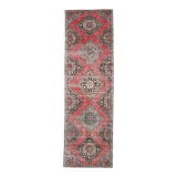 Classic Pattern Red & Green Vintage Runner Rug, 104x344Cm