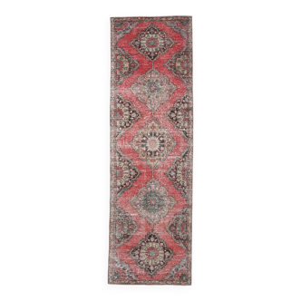 Classic Pattern Red & Green Vintage Runner Rug, 104x344Cm
