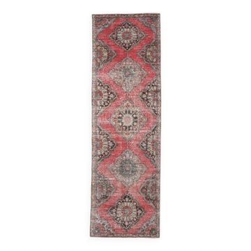 Tapis coureur vintage à motif classique rouge et vert, 104x344 cm