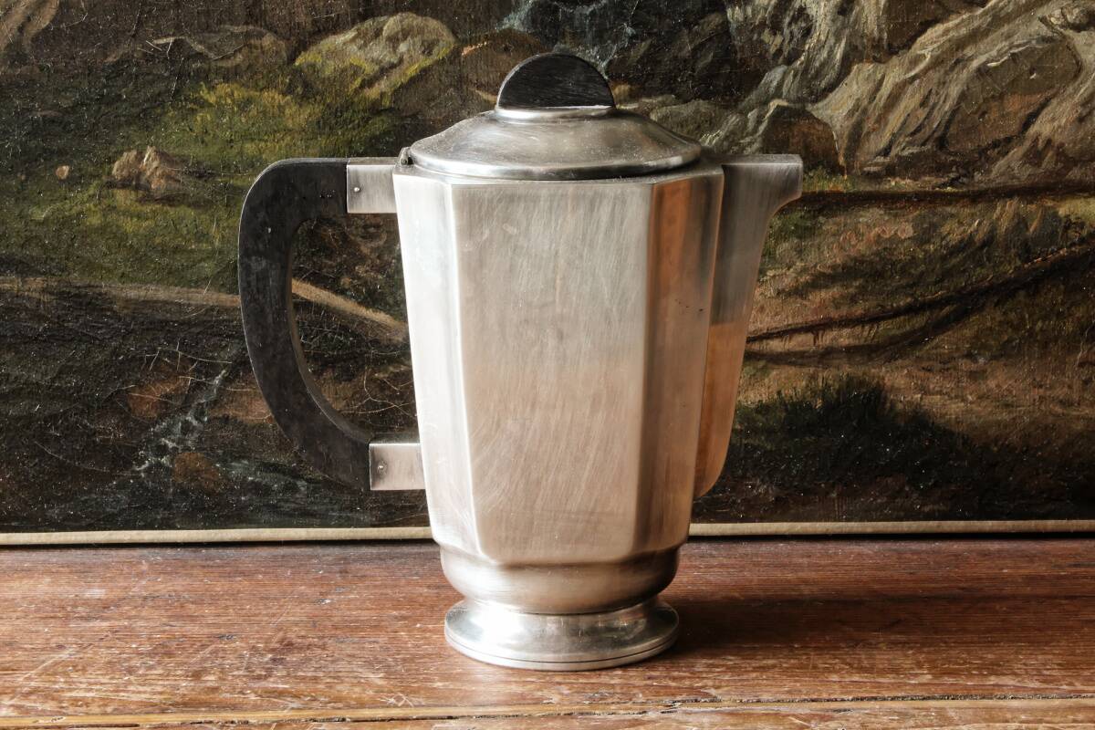 Service à café / thé, art déco en métal argenté et ébène