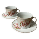 2 Porcelain cups with saucers