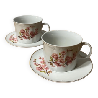 2 Porcelain cups with saucers