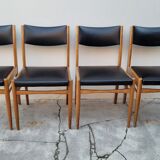 Series of 4 vintage Scandinavian chairs 1950