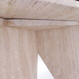 Travertine dining table, 130 x 129 cm