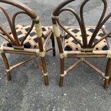 Set of 3 rattan armchair chairs