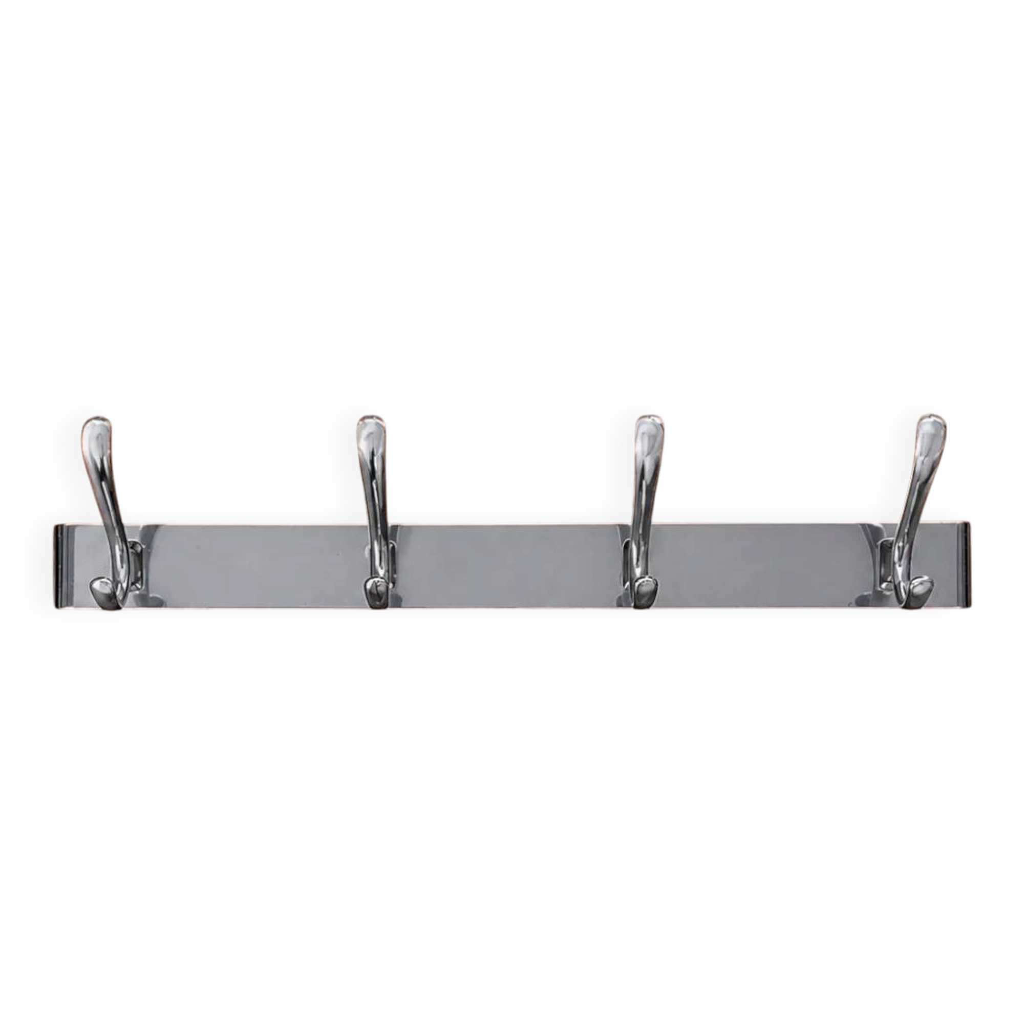 Wall-mounted coat rack in anodised aluminium with 4 hooks, modernist design - 1970s