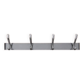 Wall-mounted coat rack in anodised aluminium with 4 hooks, modernist design - 1970s