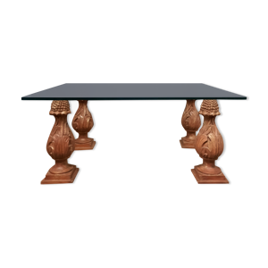table basse en verre - bois