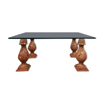 Table basse en verre et bois