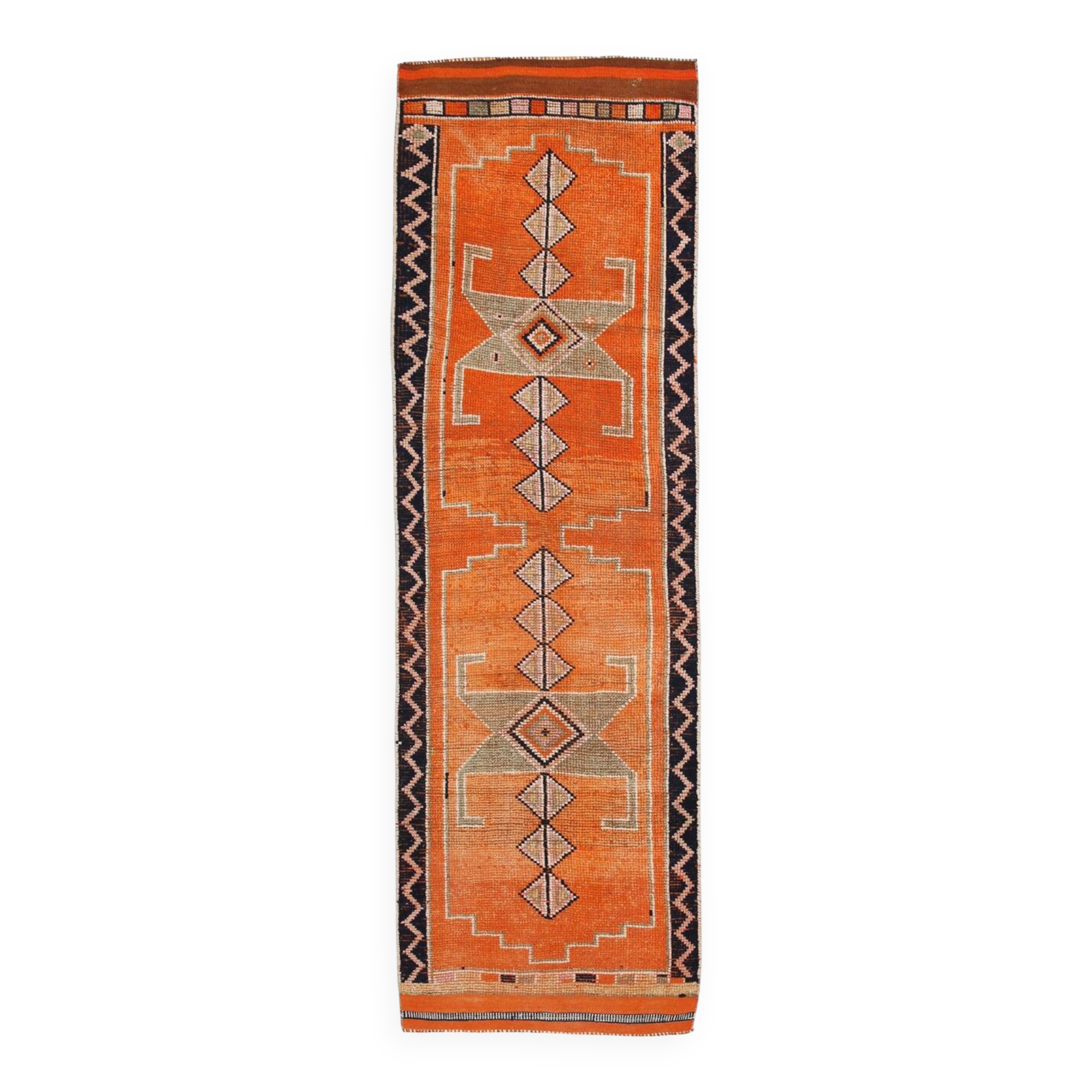 Pumkin Orange Pattern Vintage Runner Rug, 88x291 Cm