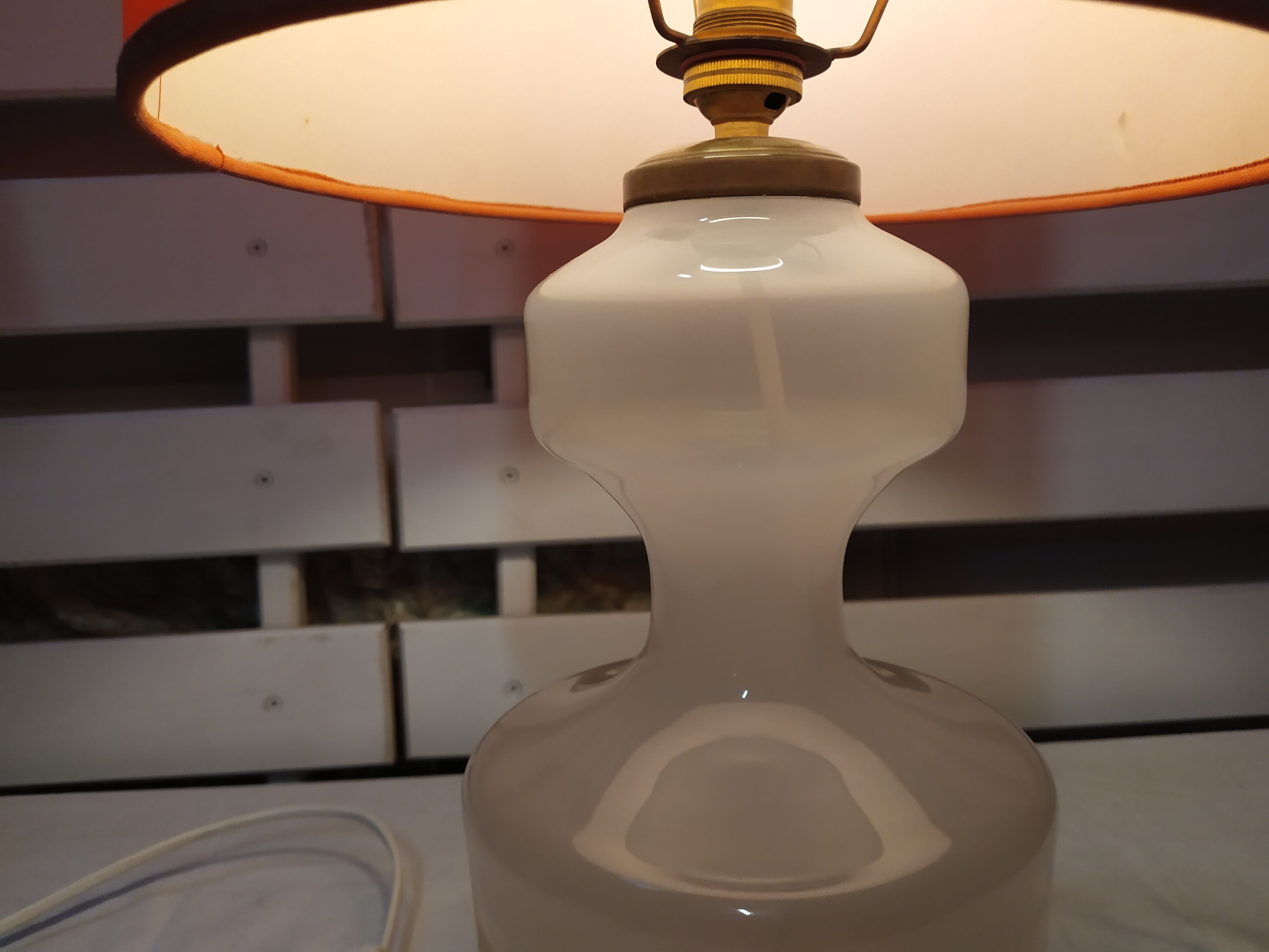 Vintage opalin glass table lamp