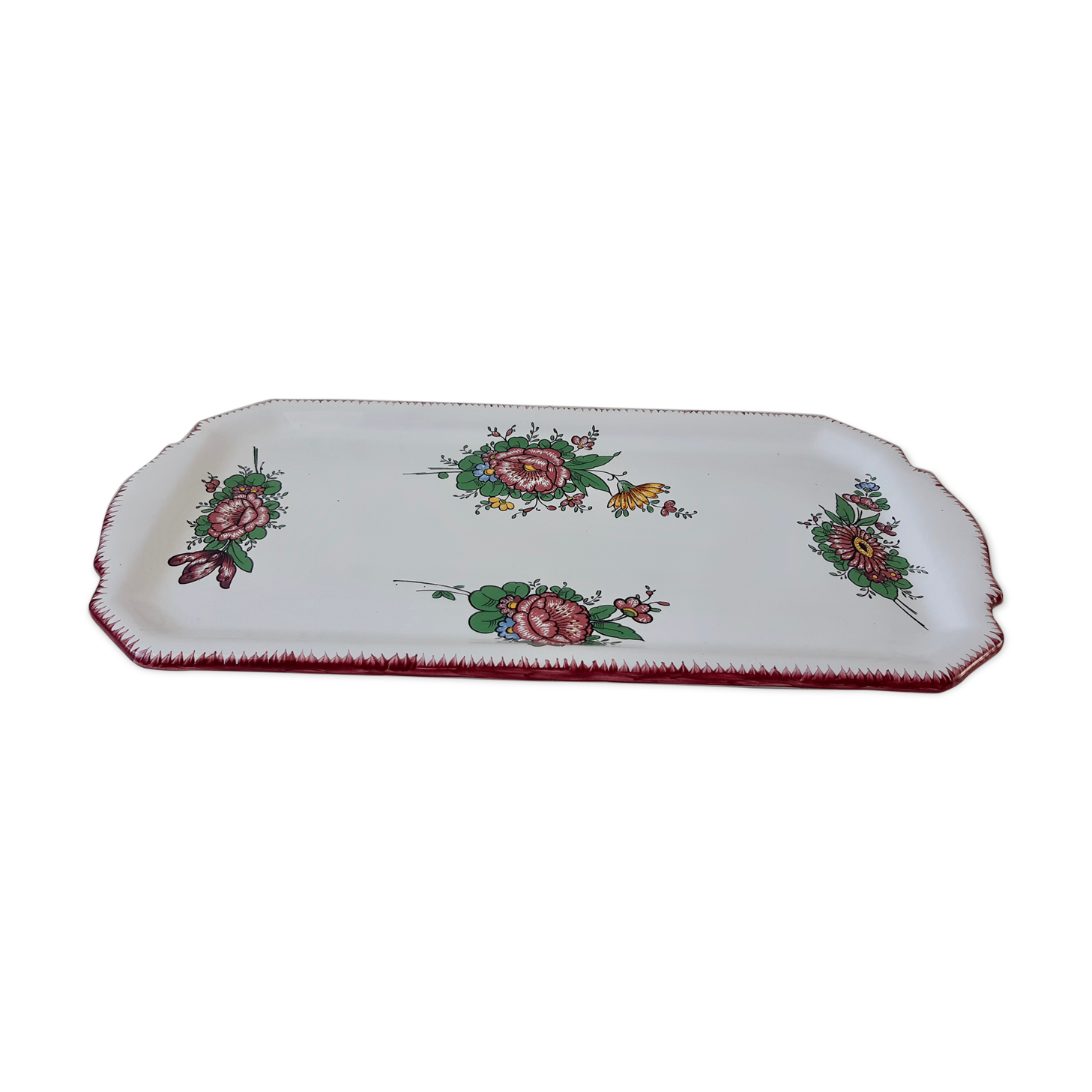 Cake dish Faiencerie d'art d'Angoulême "Le renoleau" 60s