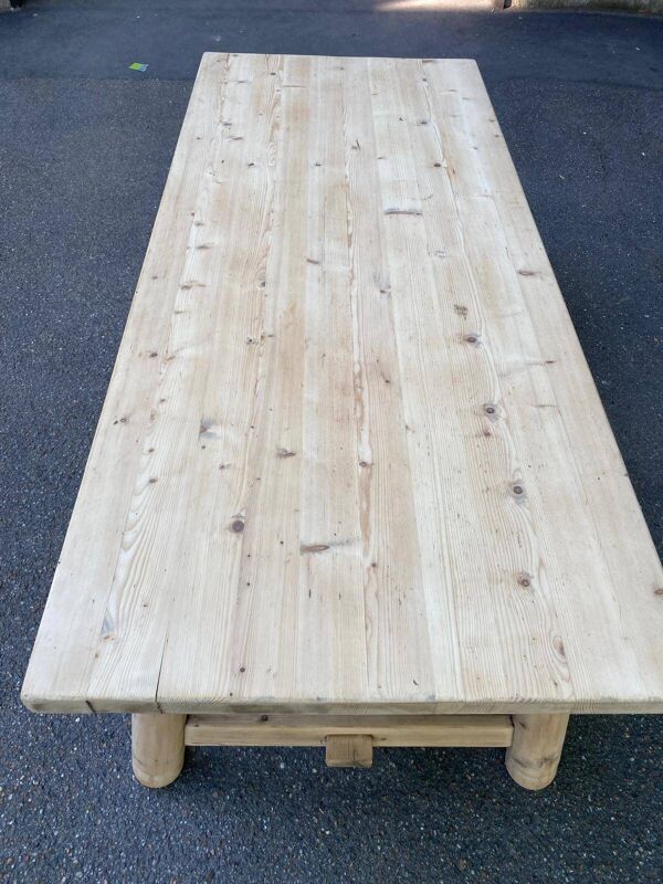 Table de ferme Georges Robert 1960 rénovée en bois massif brut 200cm