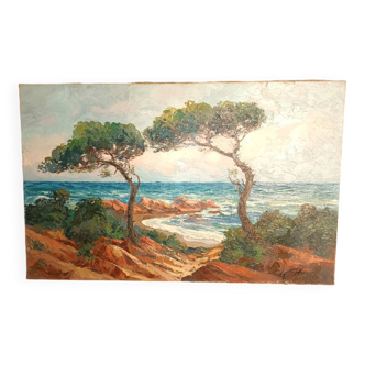 Peinture bord de mer méditerranée