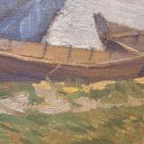 "Boats moored on the shore" Gerard Beutner, Art Deco, 1920s – Poland