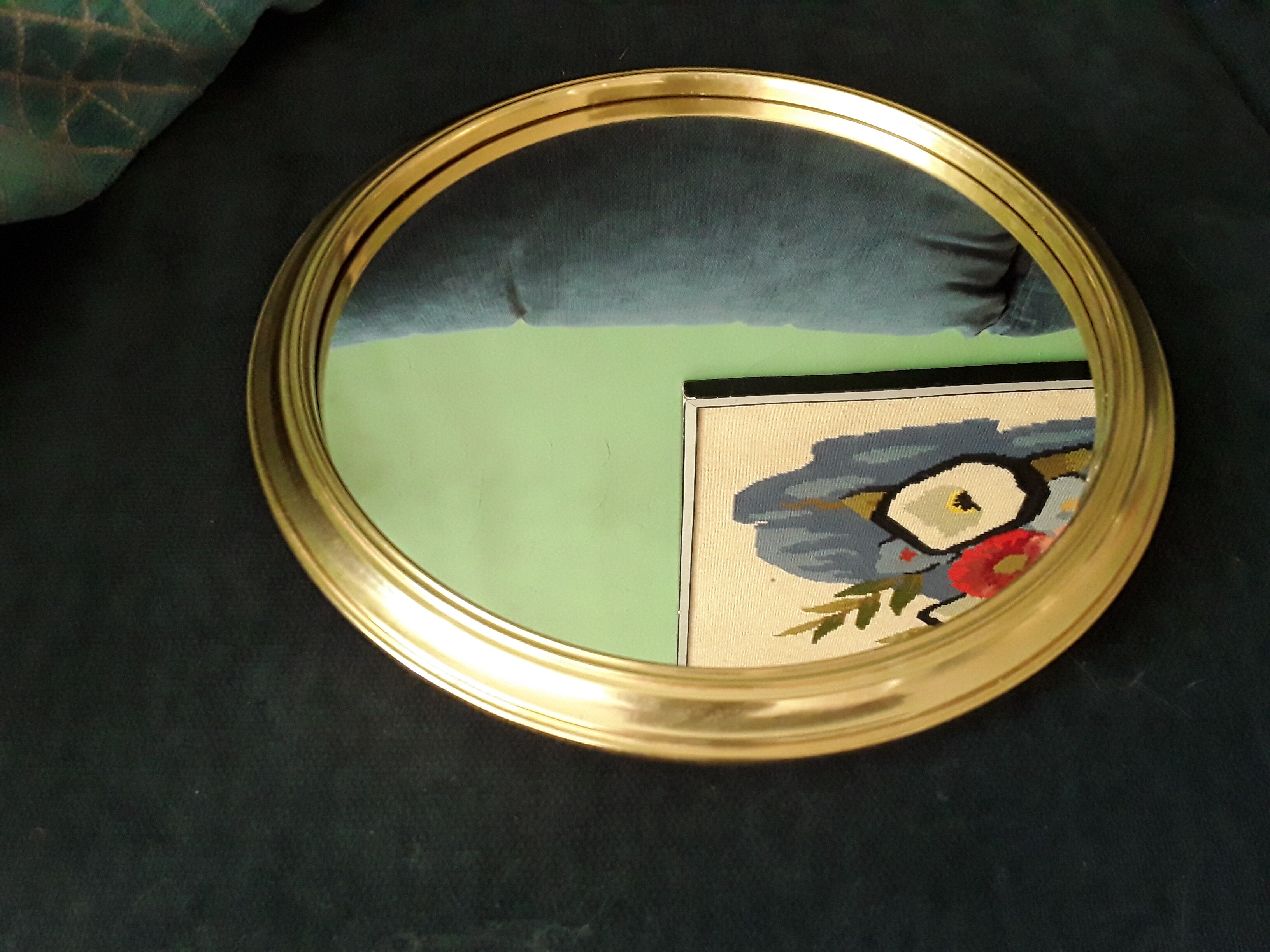 Mirror or vintage mirror top in golden brass