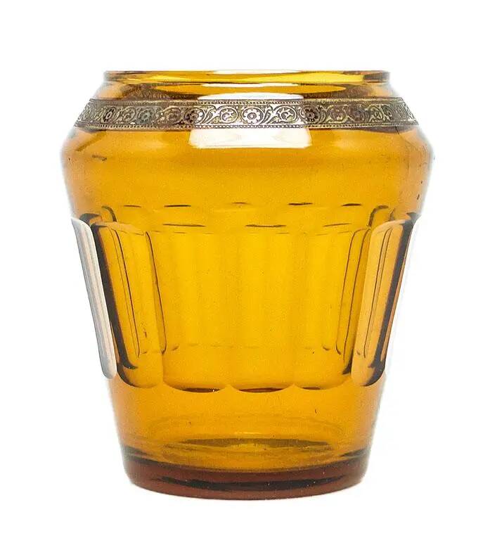 Art Deco vase, honey glass, Bohemia, Czechoslovakia, 1930s