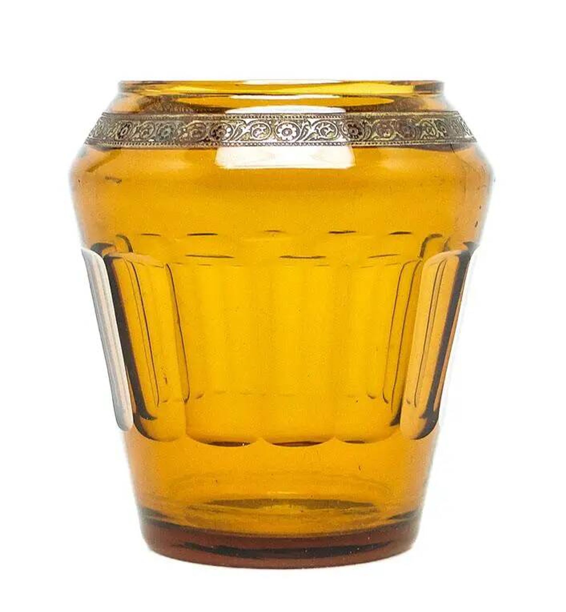Art Deco vase, honey glass, Bohemia, Czechoslovakia, 1930s