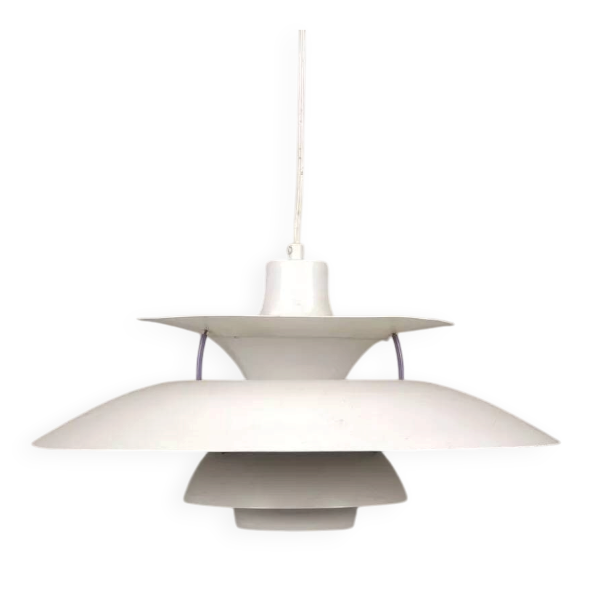 PH5 vintage Scandinavian white suspension by Poul Henningsen from the 1980s.