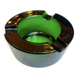 Cendrier en verre vert épais rond vintage des années 1960 rétro