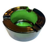 Cendrier en verre vert épais rond vintage des années 1960 rétro