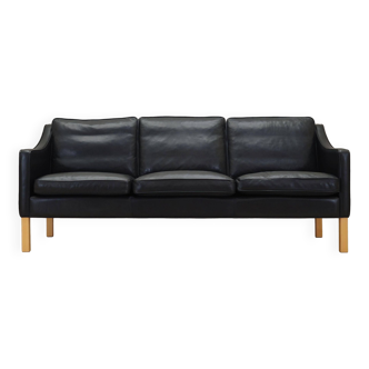 Black leather sofa, Danish design, 1970s, manufacture: Hurup Møbelfabrik