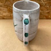 Antique vallauris ceramic pitcher with vintage blue thistle decor