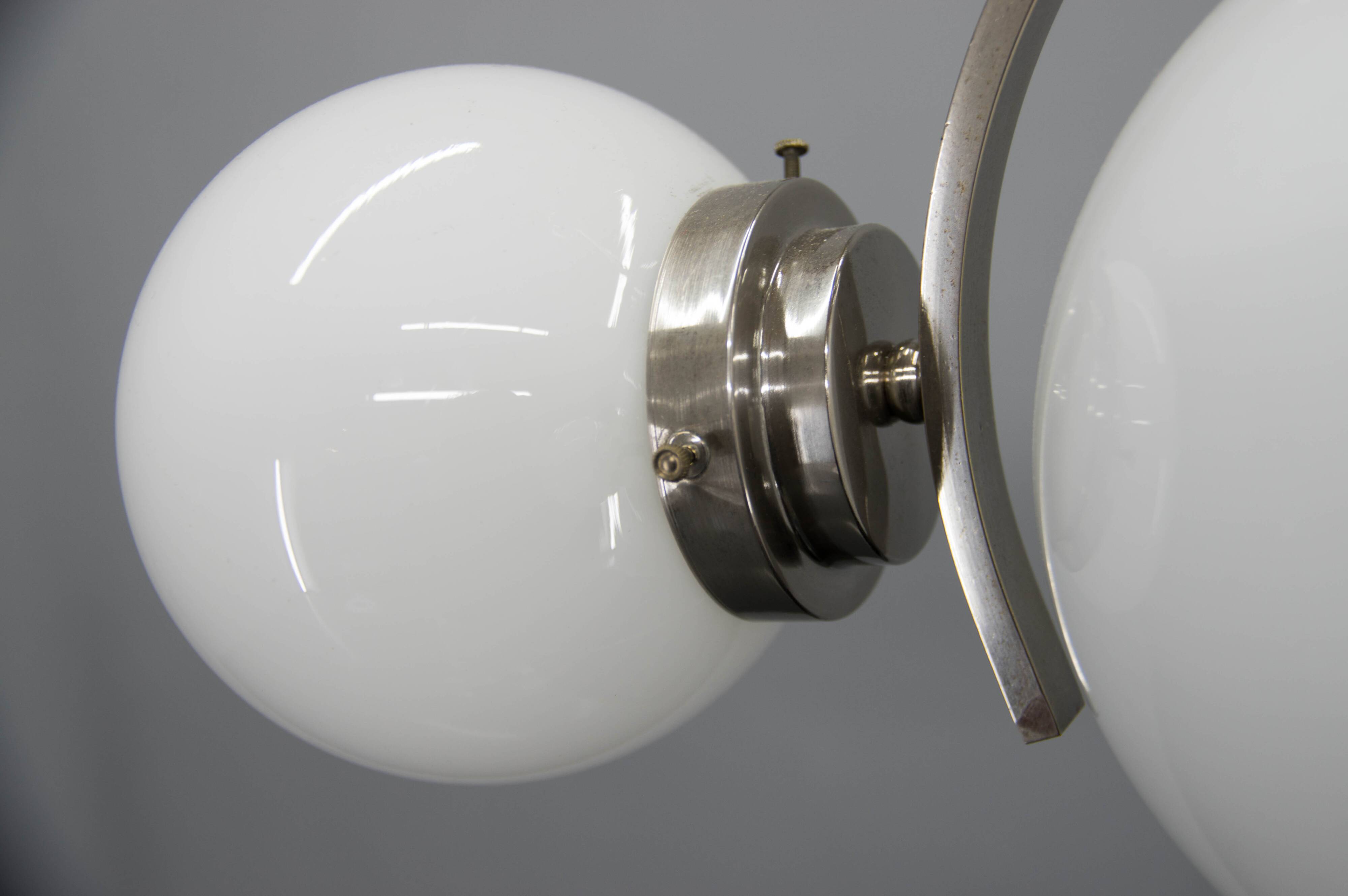 Art Deco / Functionalist Nickel Chandelier, 1930s