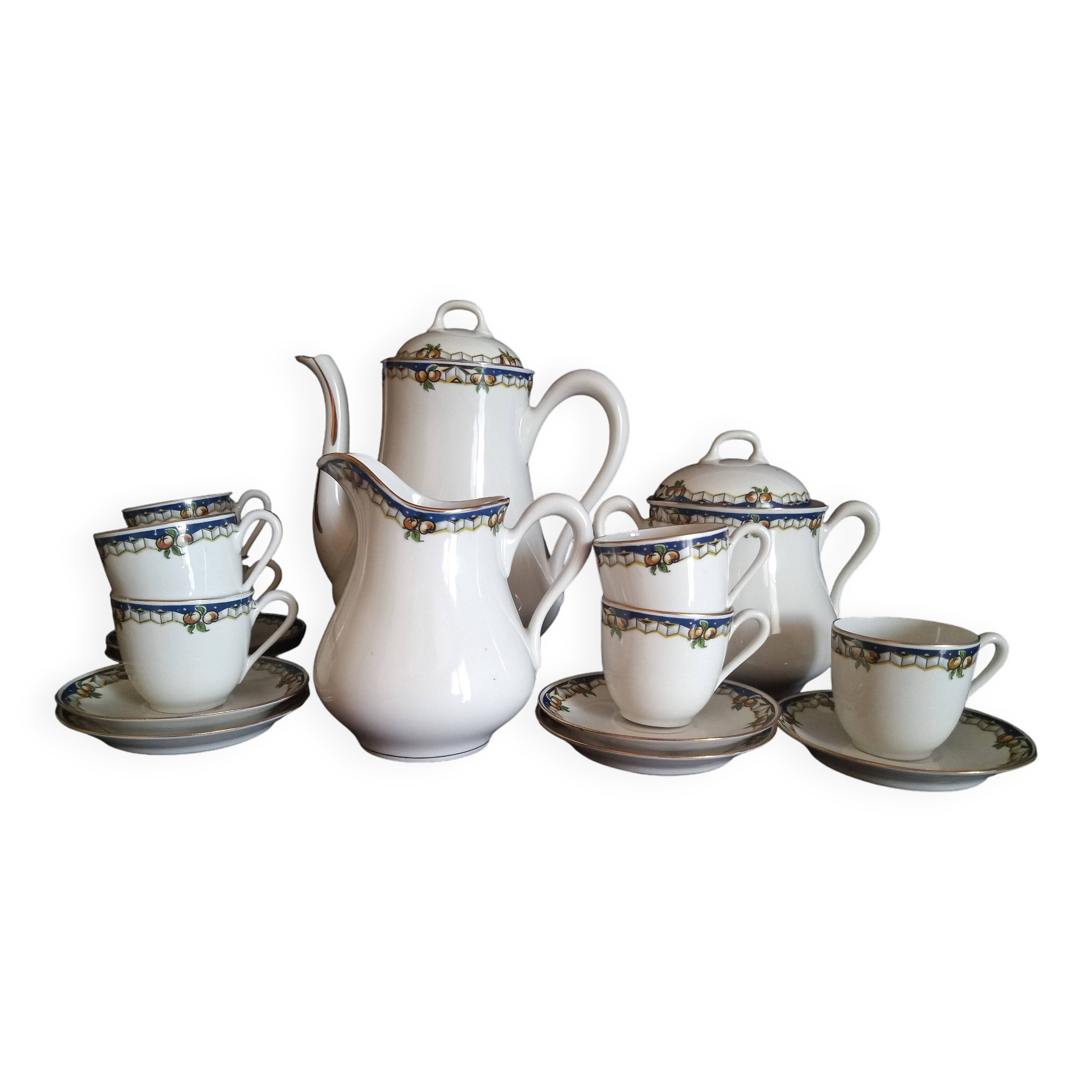 Limoges, Jean Boyer - Art Deco service for 7 people. 1920-1934