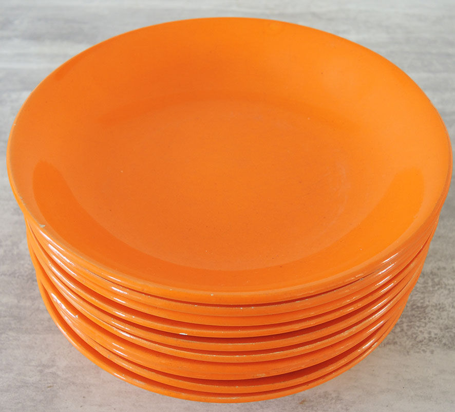 10 Niderviller hollow plates in orange earthenware