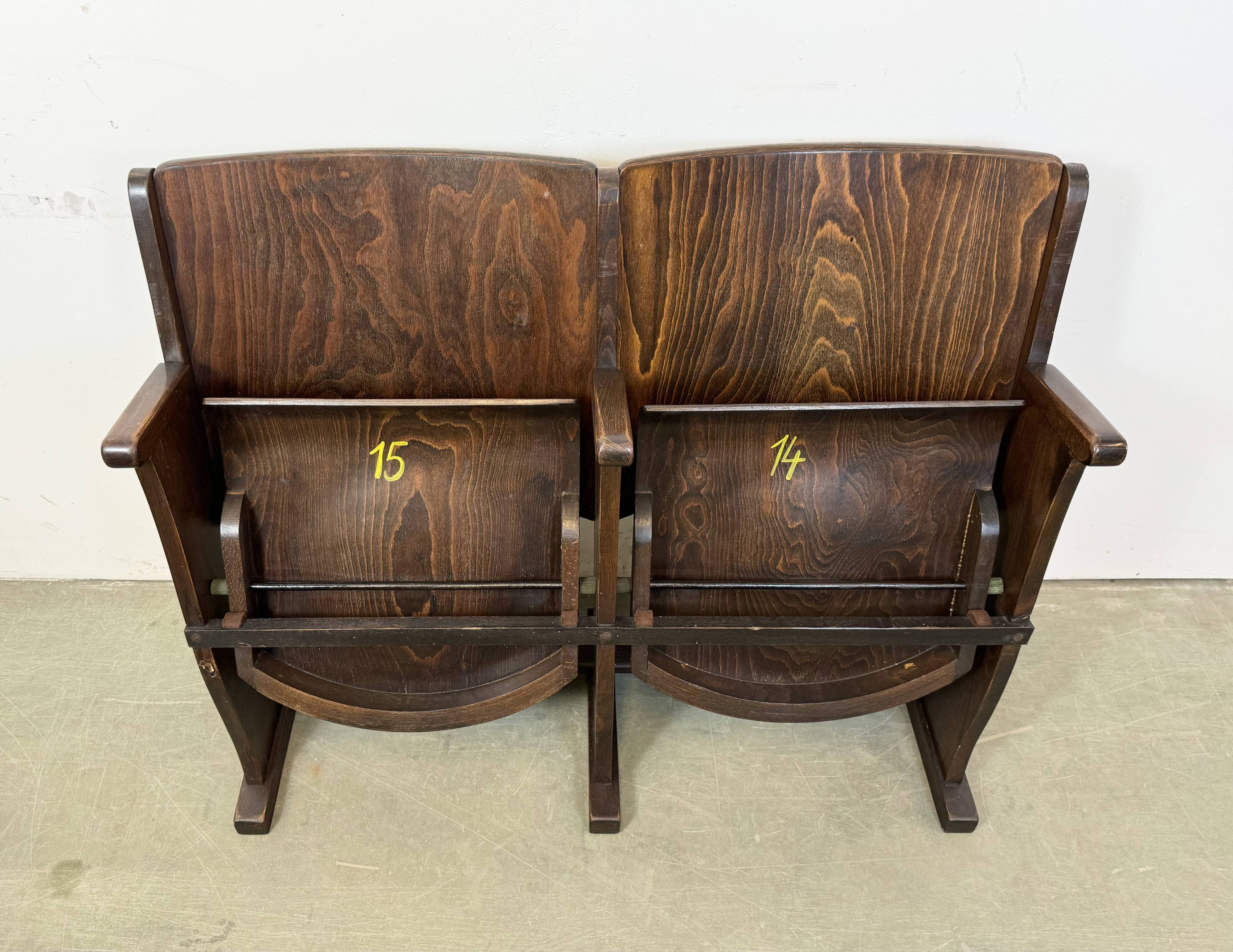 Vintage Two-Seat Cinema Bench from TON, 1960s