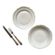Set of 2 white porcelain dishes with gold decoration Sologne Lamotte