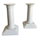 Pair of neo-classical Empire candlesticks from the late 19th century in white porcelain.