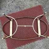 Vintage brass coffee table and oval alabaster top.