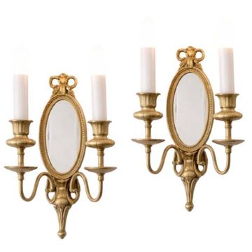 Paire d’appliques miroir en bronze -Maison Lucien Gau, Paris